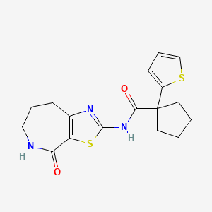 molecular formula C17H19N3O2S2 B2450226 N-(4-oxo-5,6,7,8-tetrahydro-4H-thiazolo[5,4-c]azepin-2-yl)-1-(thiophen-2-yl)cyclopentanecarboxamide CAS No. 1797566-02-9