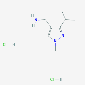 molecular formula C8H17Cl2N3 B2450227 (1-甲基-3-丙-2-基吡唑-4-基)甲胺；二盐酸盐 CAS No. 2490398-64-4