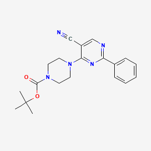 molecular formula C20H23N5O2 B2450231 4-(5-Cyano-2-phenyl-pyrimidin-4-yl)-piperazine-1-carboxylic acid tert-butyl ester CAS No. 1858252-01-3