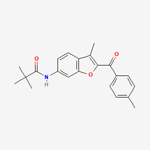 molecular formula C22H23NO3 B2450236 2,2-dimethyl-N-[3-methyl-2-(4-methylbenzoyl)-1-benzofuran-6-yl]propanamide CAS No. 929471-08-9