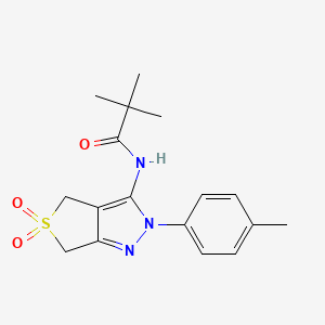 molecular formula C17H21N3O3S B2450237 N-(5,5-二氧化-2-(对甲苯基)-4,6-二氢-2H-噻吩并[3,4-c]吡唑-3-基)叔丁酰胺 CAS No. 449786-80-5