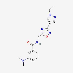 molecular formula C17H20N6O2 B2450243 3-(二甲氨基)-N-((3-(1-乙基-1H-吡唑-4-基)-1,2,4-恶二唑-5-基)甲基)苯甲酰胺 CAS No. 2034229-25-7
