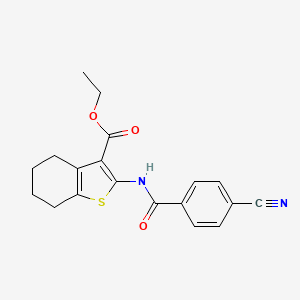 molecular formula C19H18N2O3S B2450245 2-(4-氰基苯甲酰氨基)-4,5,6,7-四氢苯并[b]噻吩-3-羧酸乙酯 CAS No. 313662-53-2