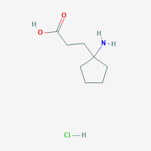 molecular formula C8H16ClNO2 B2450246 3-(1-氨基环戊基)丙酸盐酸盐 CAS No. 2193060-96-5