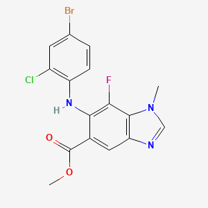molecular formula C16H12BrClFN3O2 B2450247 6-[(4-溴-2-氯苯基)氨基]-7-氟-1-甲基-1H-1,3-苯并二唑-5-甲酸甲酯 CAS No. 606144-03-0