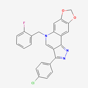 molecular formula C24H15ClFN3O2 B2450250 3-(4-chlorophenyl)-5-(2-fluorobenzyl)-5H-[1,3]dioxolo[4,5-g]pyrazolo[4,3-c]quinoline CAS No. 866342-46-3