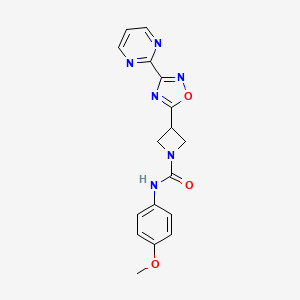 molecular formula C17H16N6O3 B2450251 N-(4-甲氧基苯基)-3-(3-(嘧啶-2-基)-1,2,4-恶二唑-5-基)氮杂环丁烷-1-甲酰胺 CAS No. 1327316-56-2