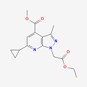 molecular formula C16H19N3O4 B2450269 methyl 6-cyclopropyl-1-(2-ethoxy-2-oxoethyl)-3-methyl-1H-pyrazolo[3,4-b]pyridine-4-carboxylate CAS No. 938018-56-5