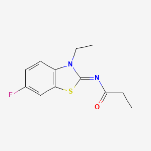 molecular formula C12H13FN2OS B2450271 (E)-N-(3-Ethyl-6-fluorbenzo[d]thiazol-2(3H)-yliden)propionamid CAS No. 865544-98-5