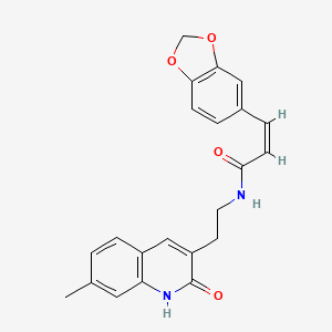 (Z)-3-(benzo[d][1,3]dioxol-5-yl)-N-(2-(7-methyl-2-oxo-1,2-dihydroquinolin-3-yl)ethyl)acrylamide