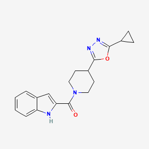 molecular formula C19H20N4O2 B2450294 (4-(5-环丙基-1,3,4-噁二唑-2-基)哌啶-1-基)(1H-吲哚-2-基)甲酮 CAS No. 1209981-65-6