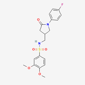 N-((1-(4-fluorophenyl)-5-oxopyrrolidin-3-yl)methyl)-3,4-dimethoxybenzenesulfonamide