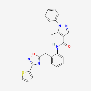 5-methyl-1-phenyl-N-(2-((3-(thiophen-2-yl)-1,2,4-oxadiazol-5-yl)methyl)phenyl)-1H-pyrazole-4-carboxamide