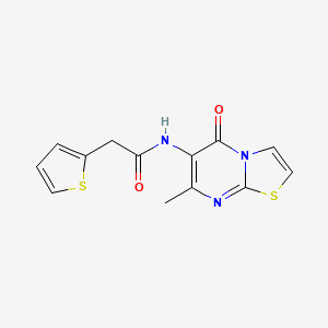 molecular formula C13H11N3O2S2 B2450308 N-(7-methyl-5-oxo-5H-thiazolo[3,2-a]pyrimidin-6-yl)-2-(thiophen-2-yl)acetamide CAS No. 942003-58-9