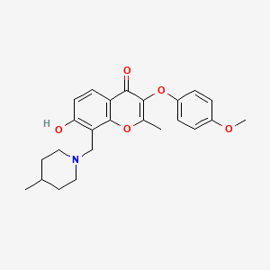 B2450313 7-hydroxy-3-(4-methoxyphenoxy)-2-methyl-8-[(4-methylpiperidin-1-yl)methyl]-4H-chromen-4-one CAS No. 847339-97-3