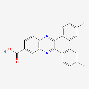 molecular formula C21H12F2N2O2 B2450329 2,3-双(4-氟苯基)喹喔啉-6-羧酸 CAS No. 355397-64-7