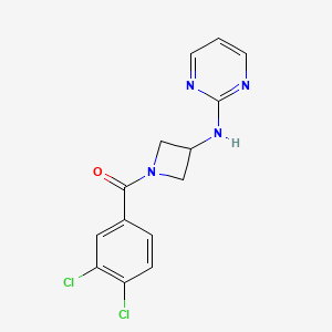 molecular formula C14H12Cl2N4O B2450346 (3,4-二氯苯基)(3-(嘧啶-2-氨基)氮杂环丁-1-基)甲酮 CAS No. 2191266-89-2