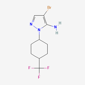 molecular formula C10H13BrF3N3 B2450347 4-溴-1-(4-(三氟甲基)环己基)-1H-吡唑-5-胺 CAS No. 1484135-26-3