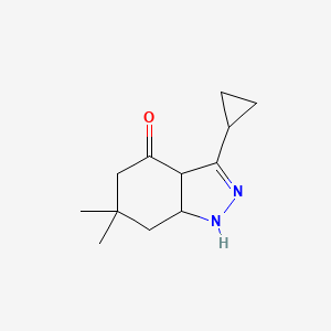 molecular formula C12H18N2O B2450350 3-Cyclopropyl-6,6-dimethyl-3a,5,7,7a-tetrahydro-1H-indazol-4-one CAS No. 1260893-08-0