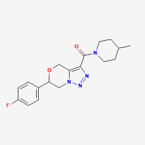 molecular formula C18H21FN4O2 B2450353 6-(4-fluorophenyl)-3-[(4-methylpiperidin-1-yl)carbonyl]-6,7-dihydro-4H-[1,2,3]triazolo[5,1-c][1,4]oxazine CAS No. 2108348-60-1