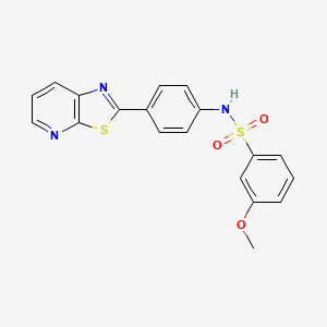 molecular formula C19H15N3O3S2 B2450357 3-methoxy-N-(4-(thiazolo[5,4-b]pyridin-2-yl)phenyl)benzenesulfonamide CAS No. 2319877-42-2