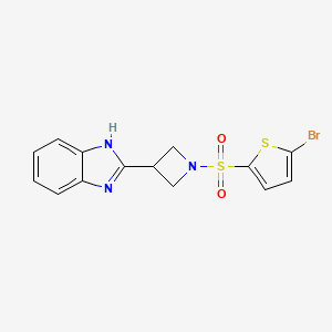 molecular formula C14H12BrN3O2S2 B2450360 2-(1-((5-溴噻吩-2-基)磺酰基)氮杂环丁-3-基)-1H-苯并[d]咪唑 CAS No. 1251682-13-9