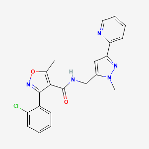 3-(2-Chlorophenyl)-5-methyl-N-[(2-methyl-5-pyridin-2-ylpyrazol-3-yl)methyl]-1,2-oxazole-4-carboxamide