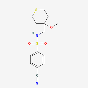 4-cyano-N-((4-methoxytetrahydro-2H-thiopyran-4-yl)methyl)benzenesulfonamide