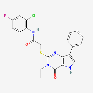 molecular formula C22H18ClFN4O2S B2450378 N-(2-氯-4-氟苯基)-2-((3-乙基-4-氧代-7-苯基-4,5-二氢-3H-吡咯并[3,2-d]嘧啶-2-基)硫代)乙酰胺 CAS No. 1261004-88-9