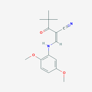 (2Z)-2-{[(2,5-dimethoxyphenyl)amino]methylidene}-4,4-dimethyl-3-oxopentanenitrile