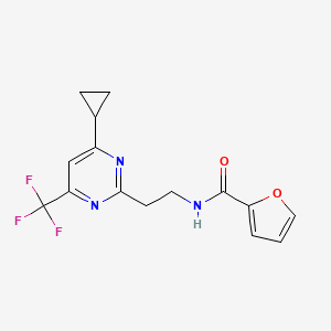 molecular formula C15H14F3N3O2 B2450392 N-(2-(4-cyclopropyl-6-(trifluoromethyl)pyrimidin-2-yl)ethyl)furan-2-carboxamide CAS No. 1396849-37-8