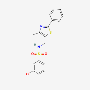 molecular formula C18H18N2O3S2 B2450399 3-methoxy-N-((4-methyl-2-phenylthiazol-5-yl)methyl)benzenesulfonamide CAS No. 1396860-50-6