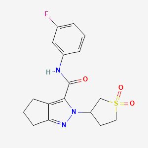 molecular formula C17H18FN3O3S B2450401 2-(1,1-dioxidotetrahydrothiophen-3-yl)-N-(3-fluorophenyl)-2,4,5,6-tetrahydrocyclopenta[c]pyrazole-3-carboxamide CAS No. 2309554-07-0