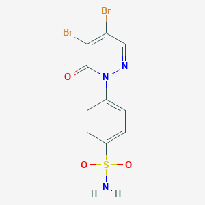 molecular formula C10H7Br2N3O3S B2450408 4-(4,5-Dibromo-6-oxopyridazin-1-yl)benzenesulfonamide CAS No. 2163817-03-4