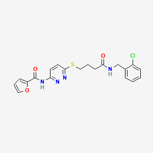 molecular formula C20H19ClN4O3S B2450410 N-(6-((4-((2-chlorobenzyl)amino)-4-oxobutyl)thio)pyridazin-3-yl)furan-2-carboxamide CAS No. 1105248-28-9