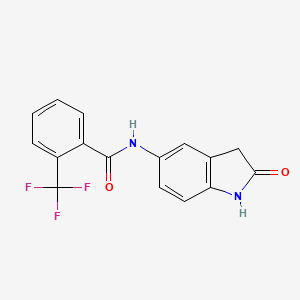 molecular formula C16H11F3N2O2 B2450413 N-(2-氧代吲哚-5-基)-2-(三氟甲基)苯甲酰胺 CAS No. 921814-21-3
