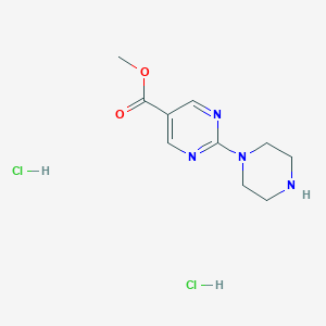 molecular formula C10H16Cl2N4O2 B2450418 Methyl 2-piperazin-1-ylpyrimidine-5-carboxylate;dihydrochloride CAS No. 2377034-30-3