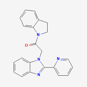 molecular formula C22H18N4O B2450421 1-(indolin-1-yl)-2-(2-(pyridin-2-yl)-1H-benzo[d]imidazol-1-yl)ethanone CAS No. 1105209-64-0