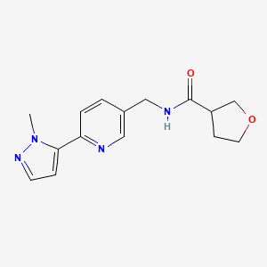 molecular formula C15H18N4O2 B2450443 N-((6-(1-methyl-1H-pyrazol-5-yl)pyridin-3-yl)methyl)tetrahydrofuran-3-carboxamide CAS No. 2034569-45-2
