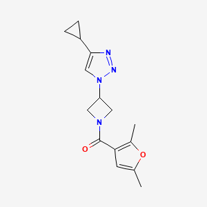 molecular formula C15H18N4O2 B2450451 (3-(4-cyclopropyl-1H-1,2,3-triazol-1-yl)azetidin-1-yl)(2,5-dimethylfuran-3-yl)methanone CAS No. 2034302-05-9