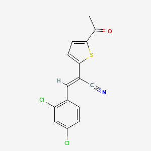molecular formula C15H9Cl2NOS B2450453 (2E)-2-(5-acetylthiophen-2-yl)-3-(2,4-dichlorophenyl)prop-2-enenitrile CAS No. 338795-30-5