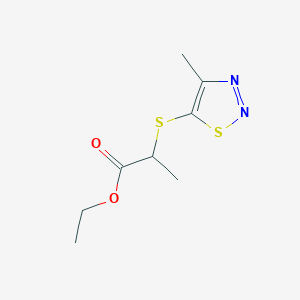 molecular formula C8H12N2O2S2 B2450464 Ethyl 2-[(4-methyl-1,2,3-thiadiazol-5-yl)sulfanyl]propanoate CAS No. 338408-44-9