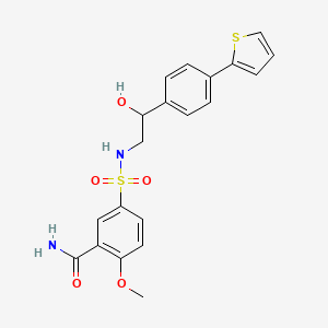 molecular formula C20H20N2O5S2 B2450465 5-({2-Hydroxy-2-[4-(thiophen-2-yl)phenyl]ethyl}sulfamoyl)-2-methoxybenzamide CAS No. 2380183-74-2