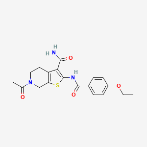 molecular formula C19H21N3O4S B2450474 6-乙酰基-2-(4-乙氧基苯甲酰胺)-4,5,6,7-四氢噻吩并[2,3-c]吡啶-3-甲酰胺 CAS No. 864927-96-8