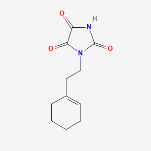 molecular formula C11H14N2O3 B2450481 1-(2-环己-1-烯-1-乙基)咪唑烷-2,4,5-三酮 CAS No. 786728-84-5