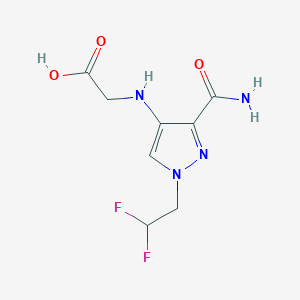 molecular formula C8H10F2N4O3 B2450486 2-[[3-Carbamoyl-1-(2,2-difluoroethyl)pyrazol-4-yl]amino]acetic acid CAS No. 2247207-36-7