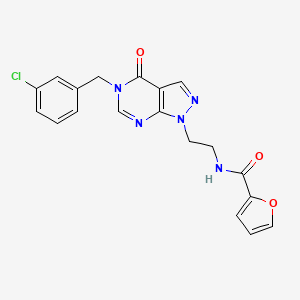 molecular formula C19H16ClN5O3 B2450508 N-(2-(5-(3-chlorobenzyl)-4-oxo-4,5-dihydro-1H-pyrazolo[3,4-d]pyrimidin-1-yl)ethyl)furan-2-carboxamide CAS No. 922009-25-4