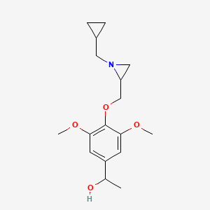 molecular formula C17H25NO4 B2450519 1-[4-[[1-(Cyclopropylmethyl)aziridin-2-yl]methoxy]-3,5-dimethoxyphenyl]ethanol CAS No. 2418679-03-3