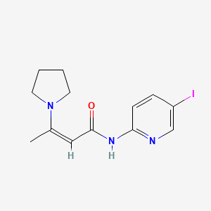 molecular formula C13H16IN3O B2450521 N-(5-碘-2-吡啶基)-3-(1-吡咯烷基)-2-丁烯酰胺 CAS No. 339018-04-1