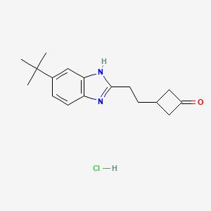 molecular formula C17H23ClN2O B2450525 3-(2-(6-(tert-Butyl)-1H-benzo[d]imidazol-2-yl)ethyl)cyclobutanone hydrochloride CAS No. 1628338-77-1